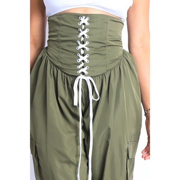 Women's Casual High Waist Cargo Pocket Drawstring Snatch Me Jogger Pants Comfy - Picture 10 of 10
